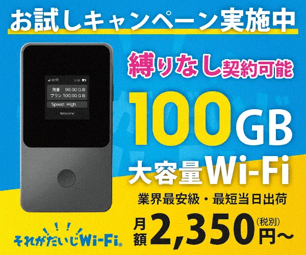 ＜業界最安級ポケット型WiFi＞選べるデータ容量【それがだいじWi-Fi】